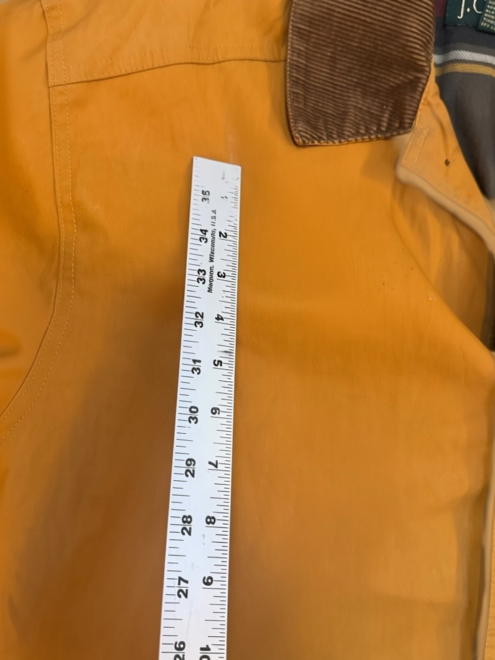 Vintage J. Crew Flannel Lined Chore Coat Jacket Men’s Medium Tan Barn 90s Vtg - Picture 11 of 15